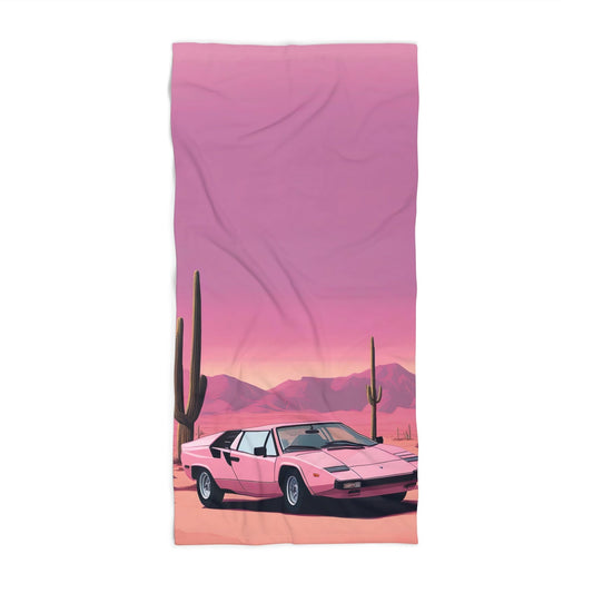 Beach Towel with Retro Print: Cactus Sunset [TEDDY]