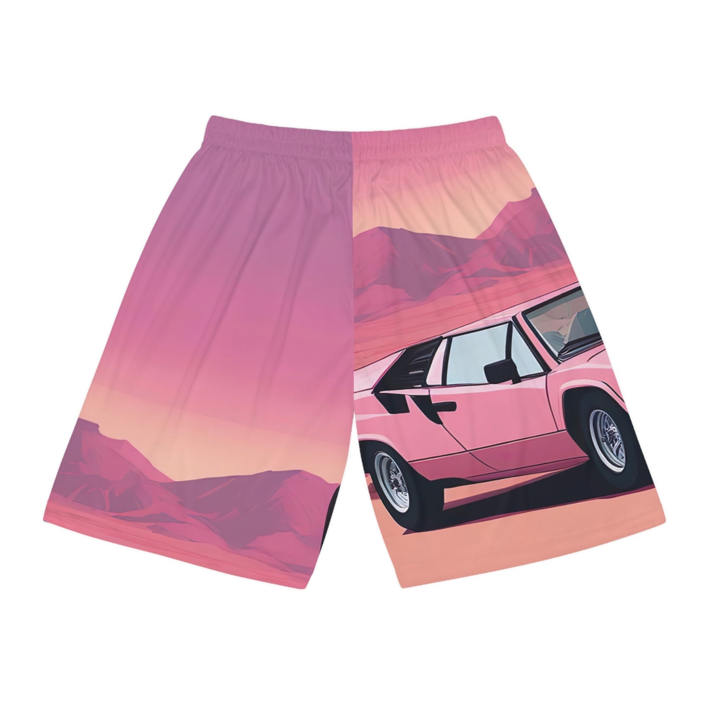 Basketball Shorts with Retro Print: Cactus Sunset [TEDDY]