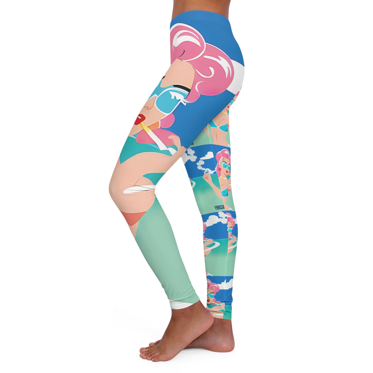 Spandex Leggings with Retro Print: Art Deco Pin-Up Repeat Print [TEDDY]