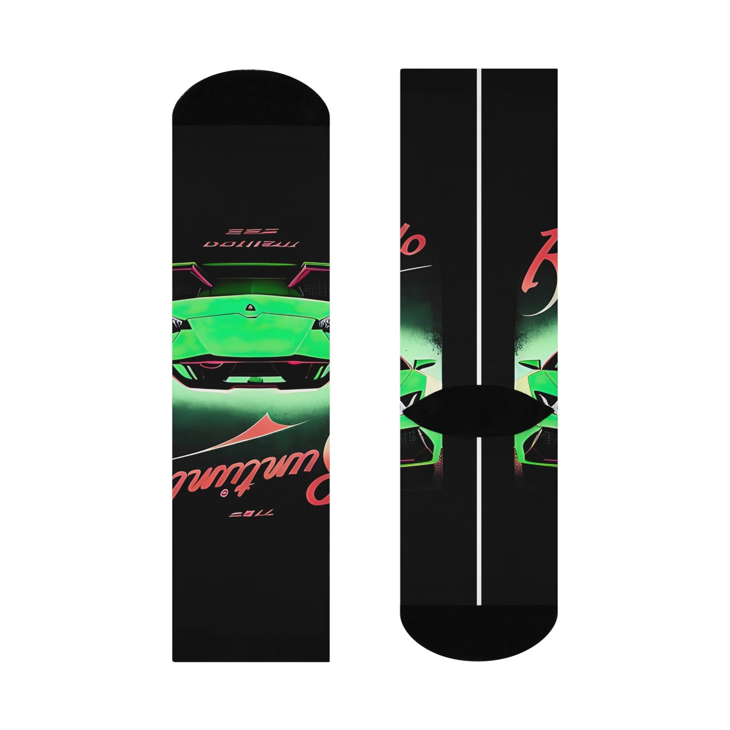 Crew Socks with Retro Print: Green Lambo [TEDDY]