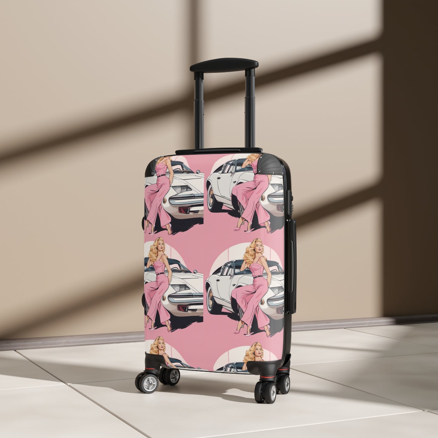 Suitcase with Retro Print: Pink Arch Pin-Up [TEDDY]