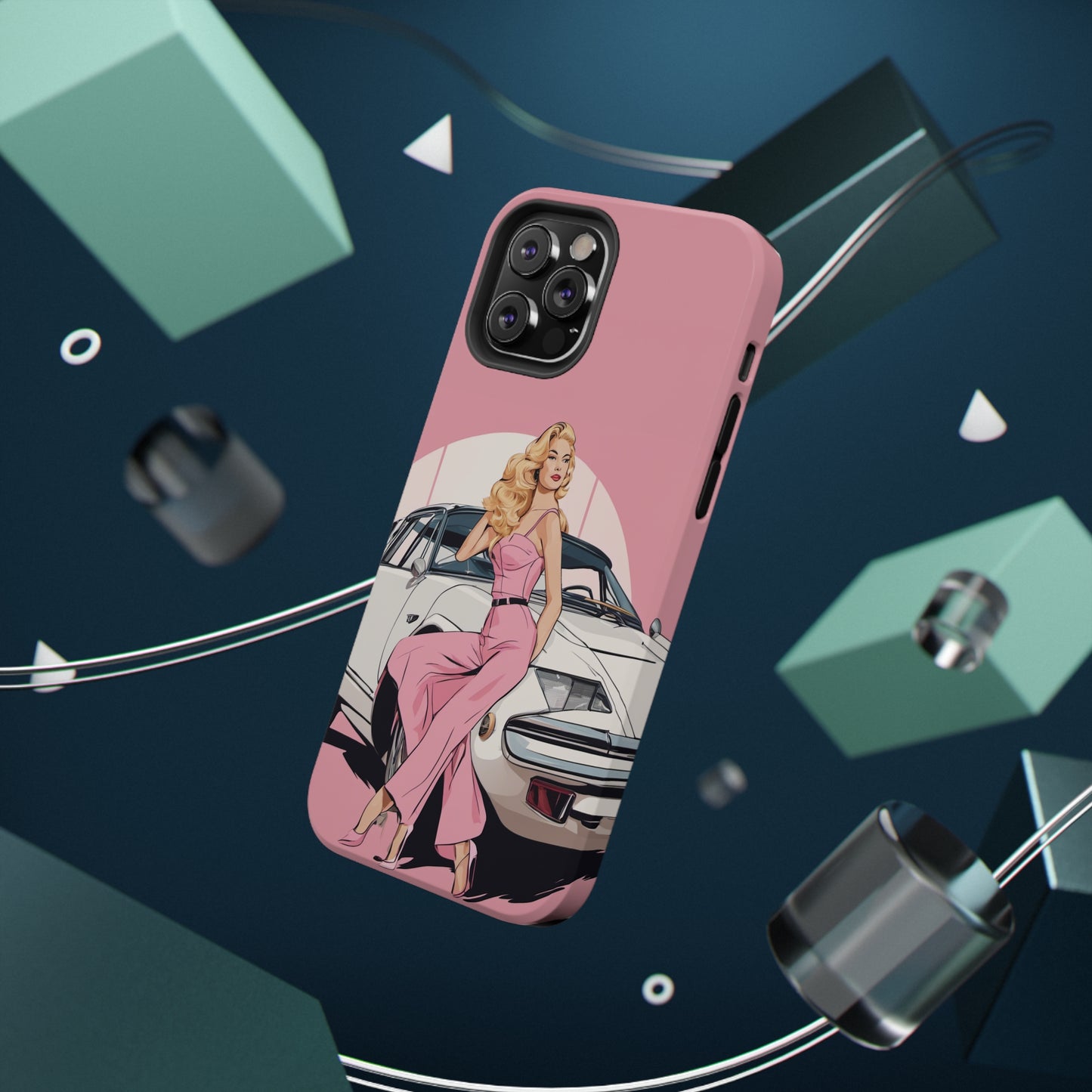 Impact-Resistant Phone Case with Pink Arch Pin-Up [TEDDY]