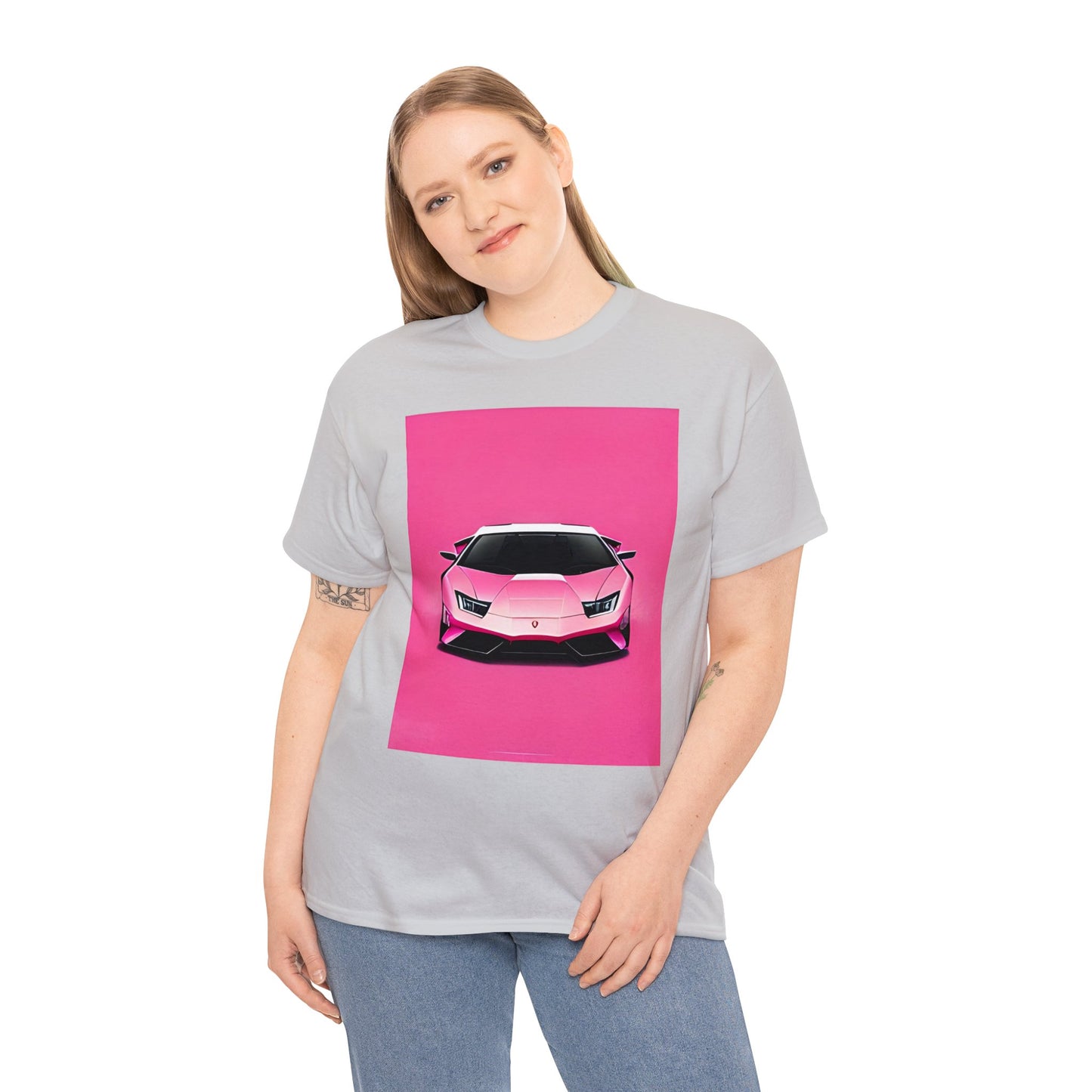 Unisex Heavy Cotton Tee: Pink Lambo [TEDDY]