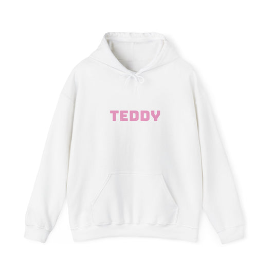 Unisex Heavy Blend™ Hooded Sweatshirt with Pink Logo [TEDDY]