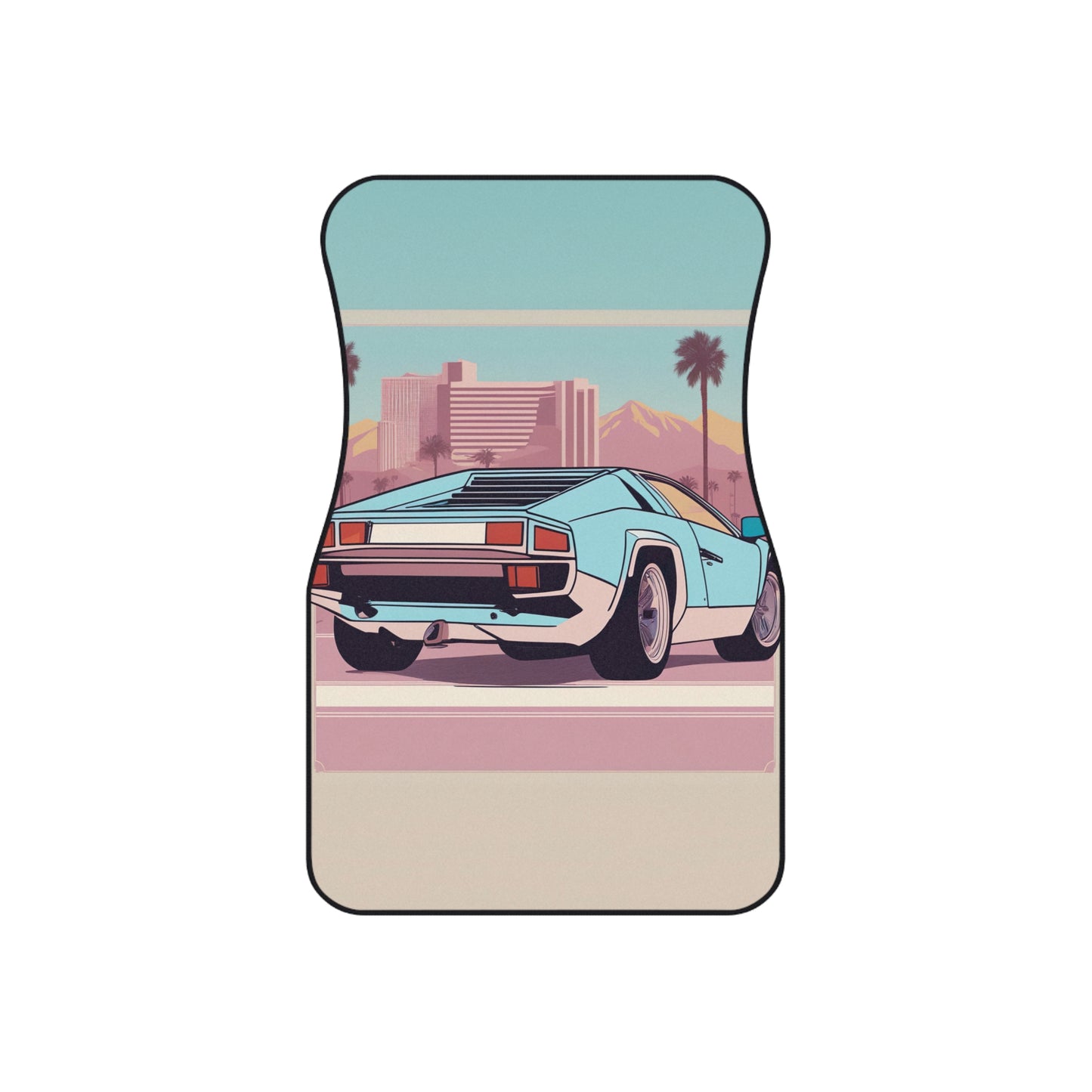 Car Mats with Retro Print (2x Front): Blue Bumper [TEDDY]