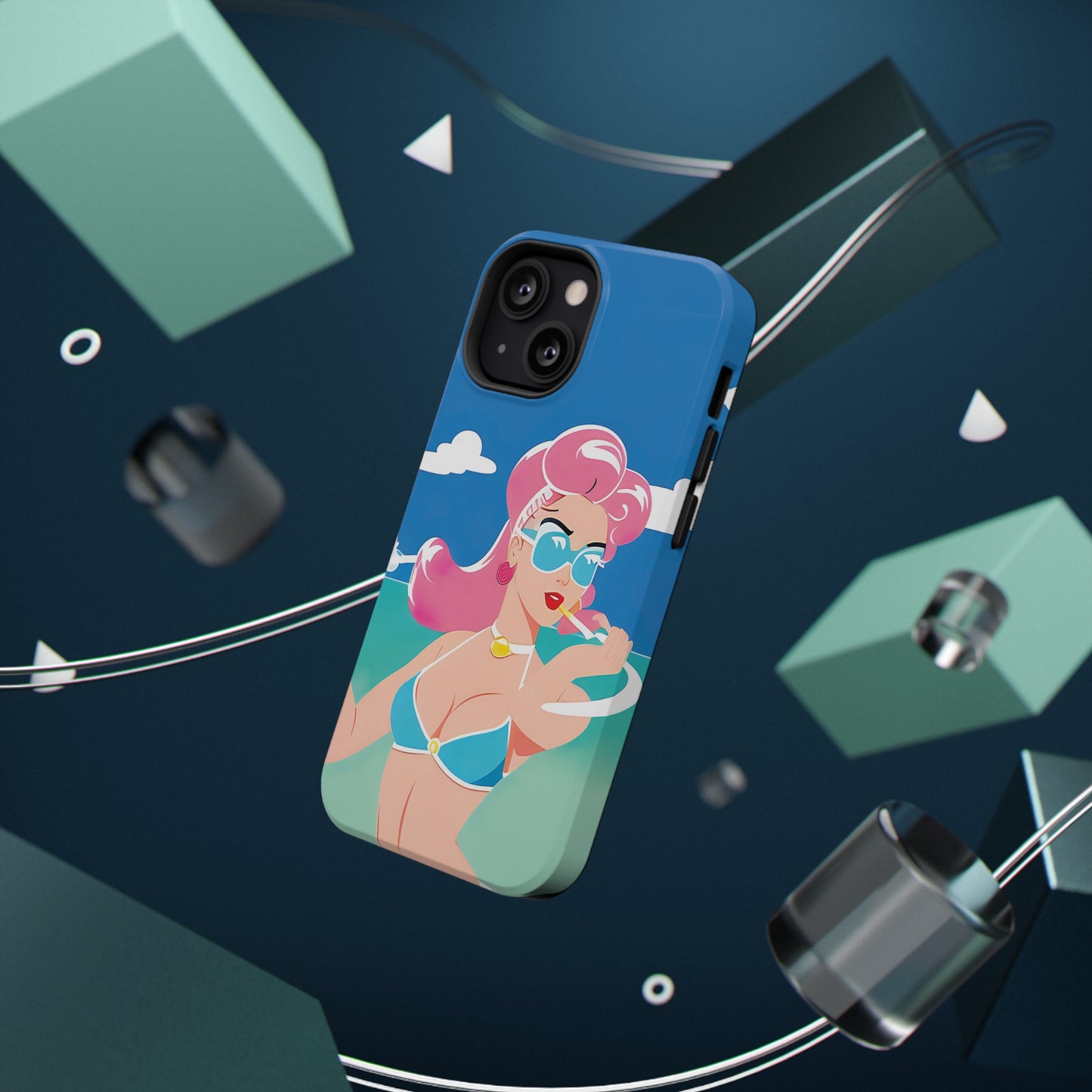 Impact-Resistant Phone Case with Art Deco Pin-Up [TEDDY]