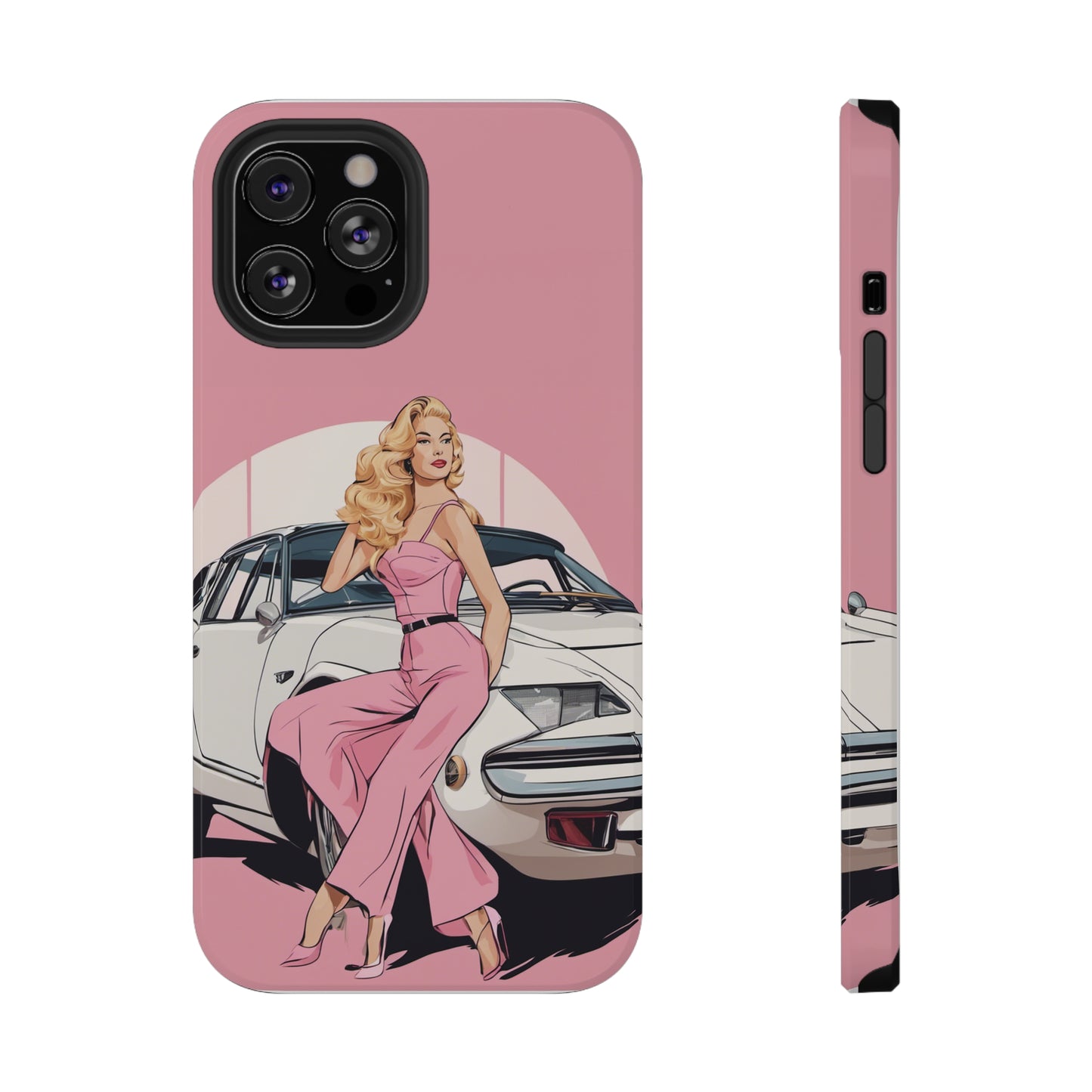 Impact-Resistant Phone Case with Pink Arch Pin-Up [TEDDY]