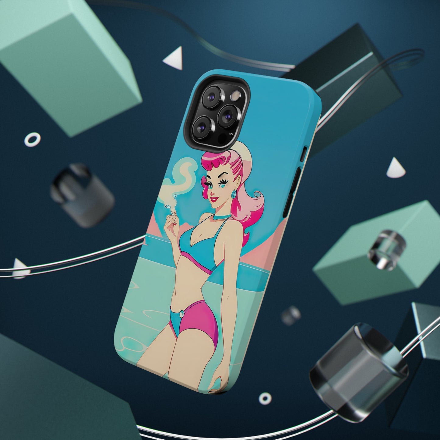 Impact-Resistant Phone Case with Smoking Pin-Up [TEDDY]