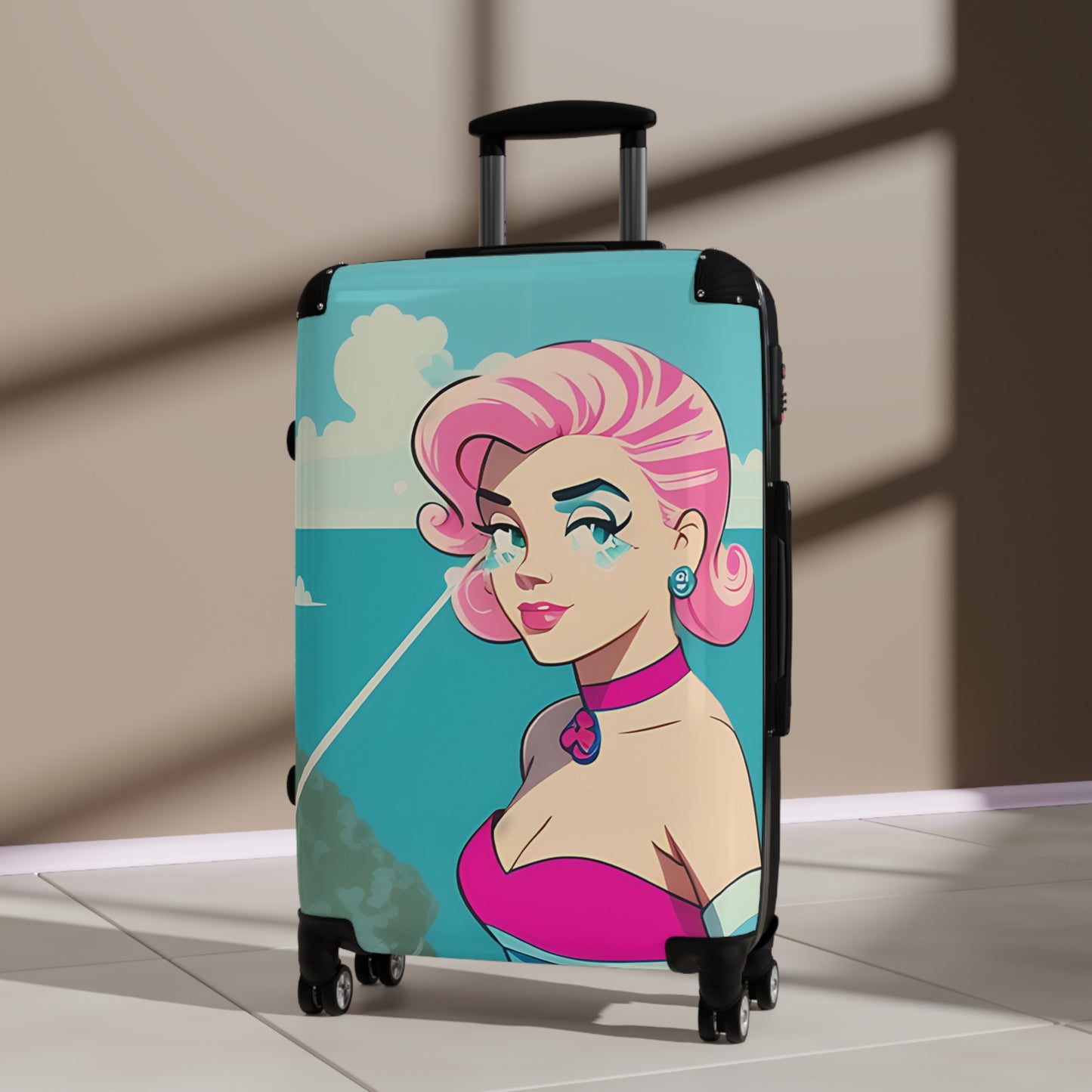 Suitcase with Retro Print: Water Pin-Up [TEDDY]