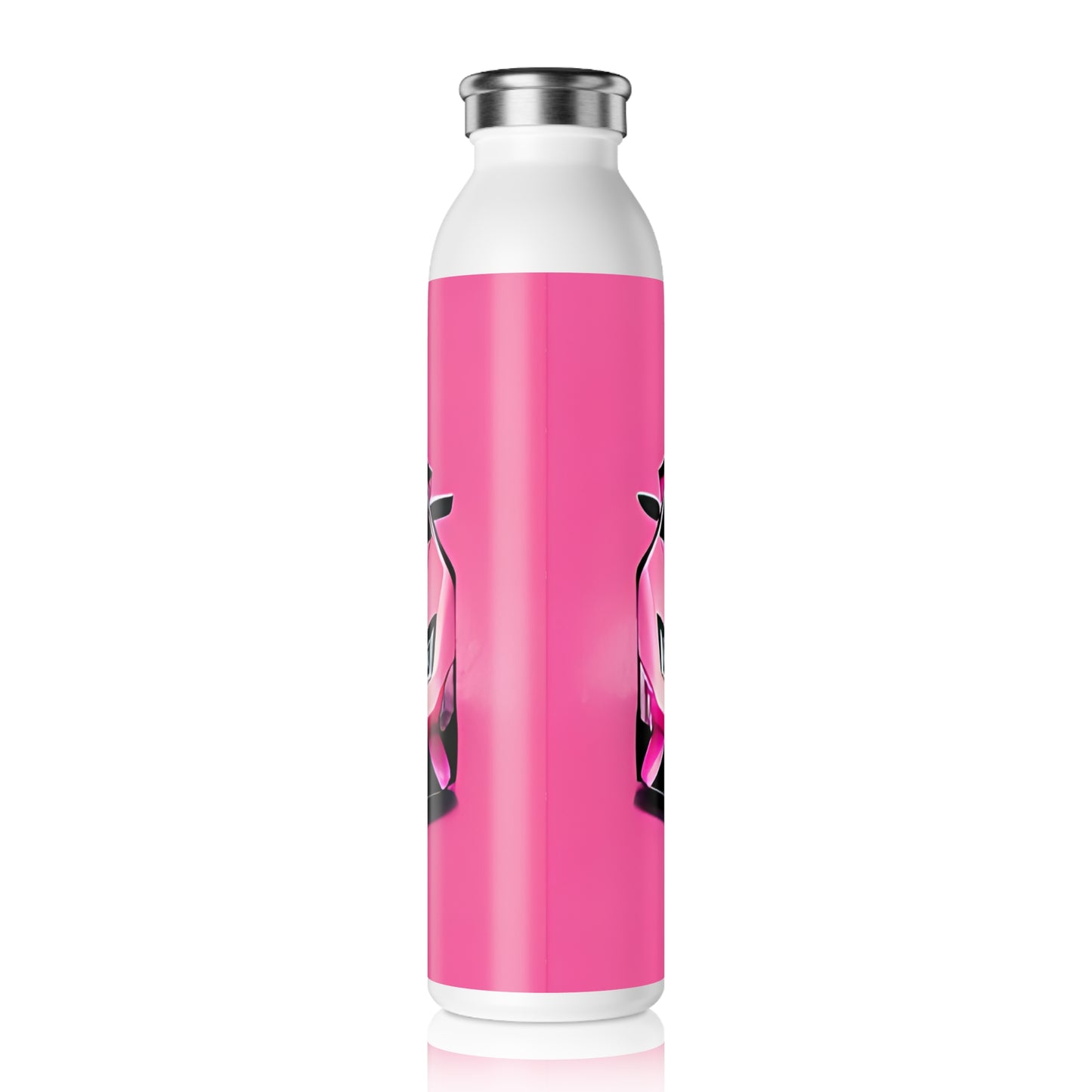 Slim Water Bottle with Retro Print: 
Pink Lambo Illustration [TEDDY]