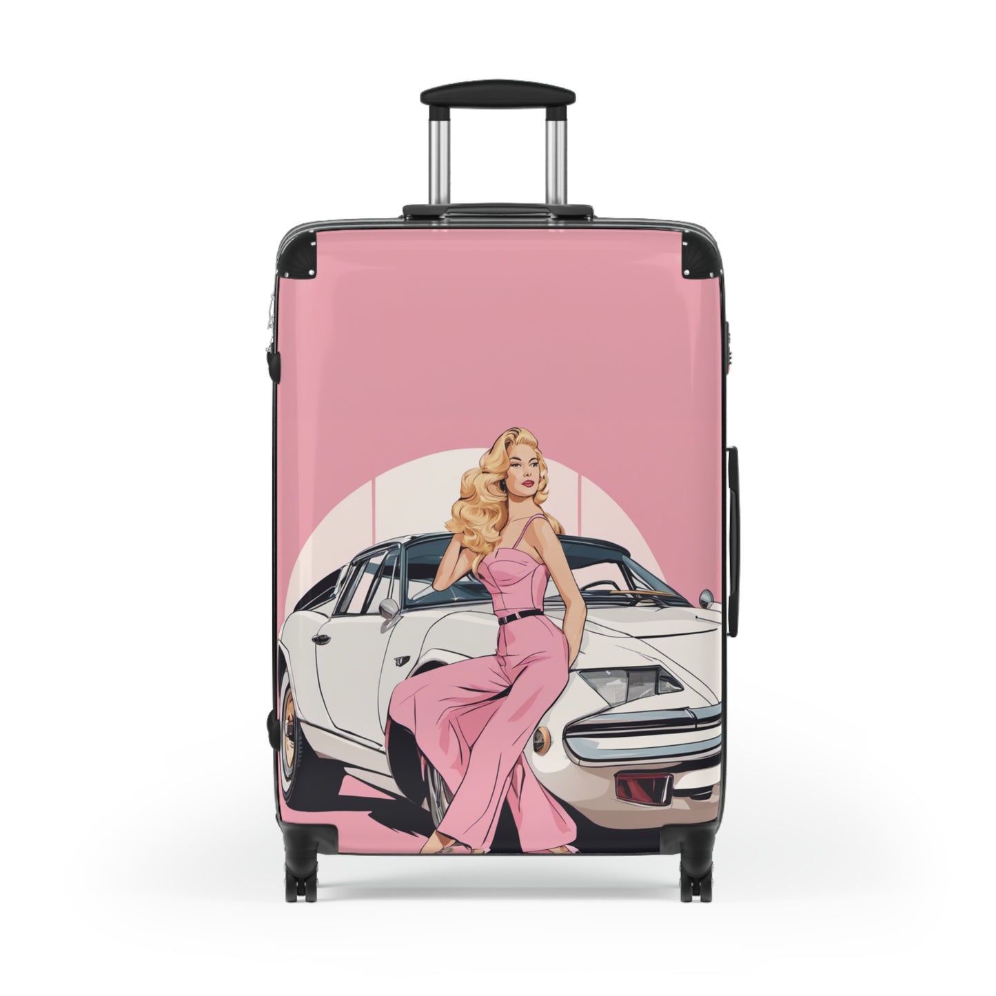 Suitcase with Retro Print: 
Pink Arch Pin-Up [TEDDY]