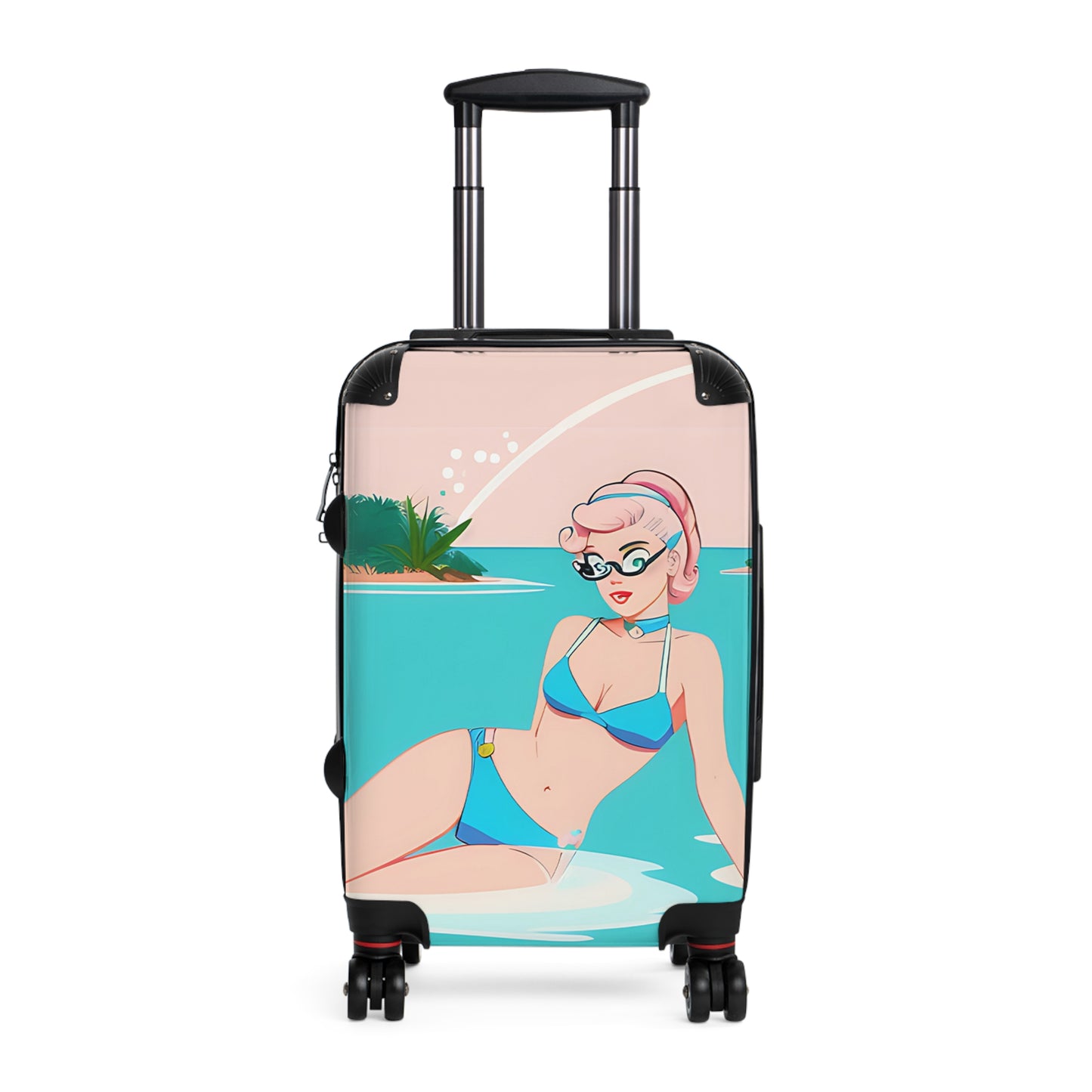 Suitcase with Retro Print: Shoreside Pin-Up [TEDDY]