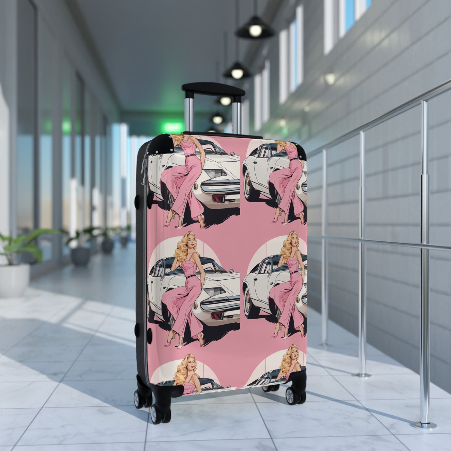 Suitcase with Retro Print: Pink Arch Pin-Up [TEDDY]