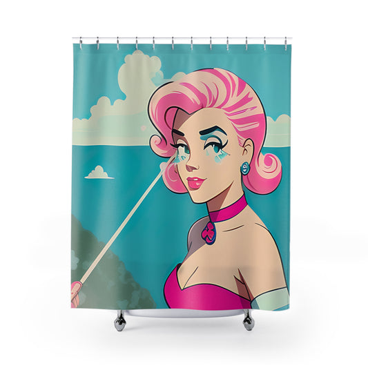 Shower Curtain with Retro Print: Water Pin-Up [TEDDY]