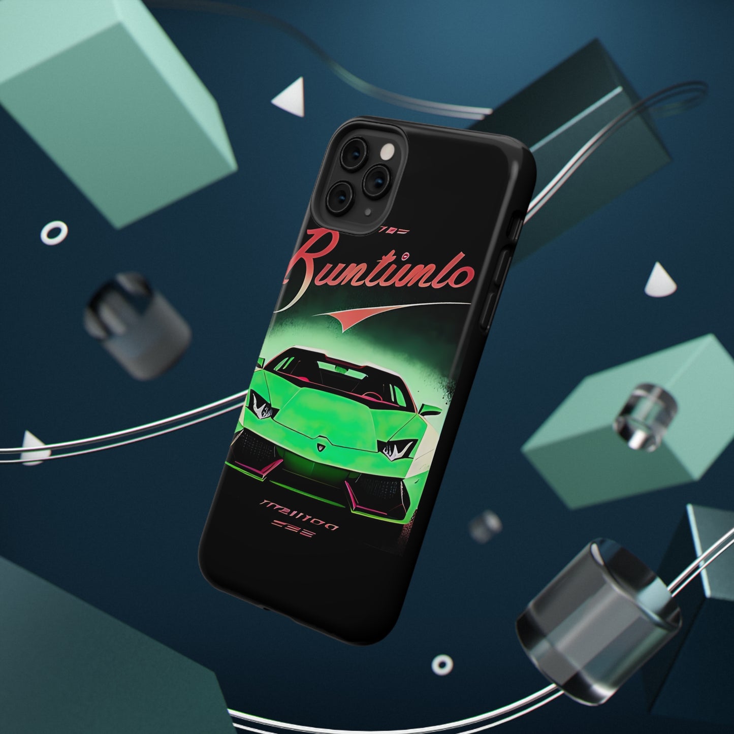 Impact-Resistant Phone Case with Green Lambo [TEDDY]