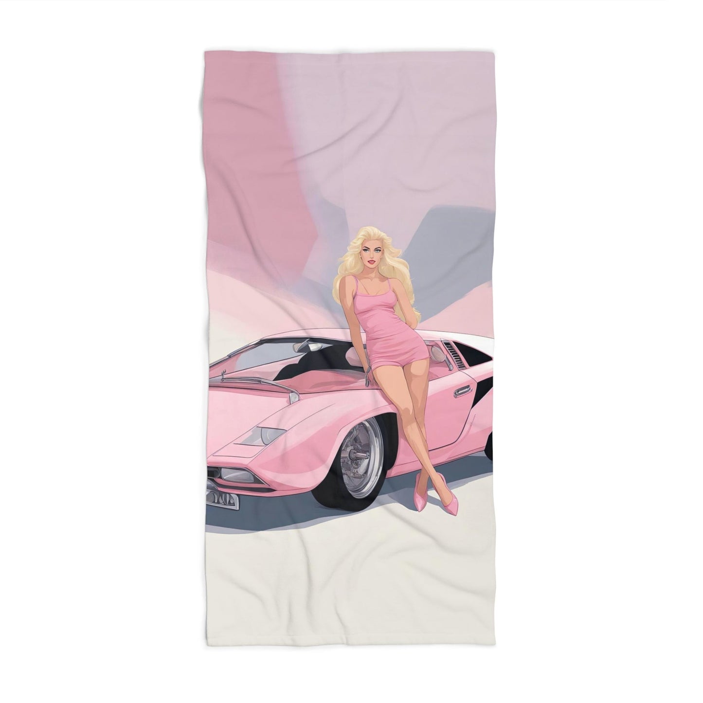 Beach Towel with Retro Print: Barbie Illustration [TEDDY]