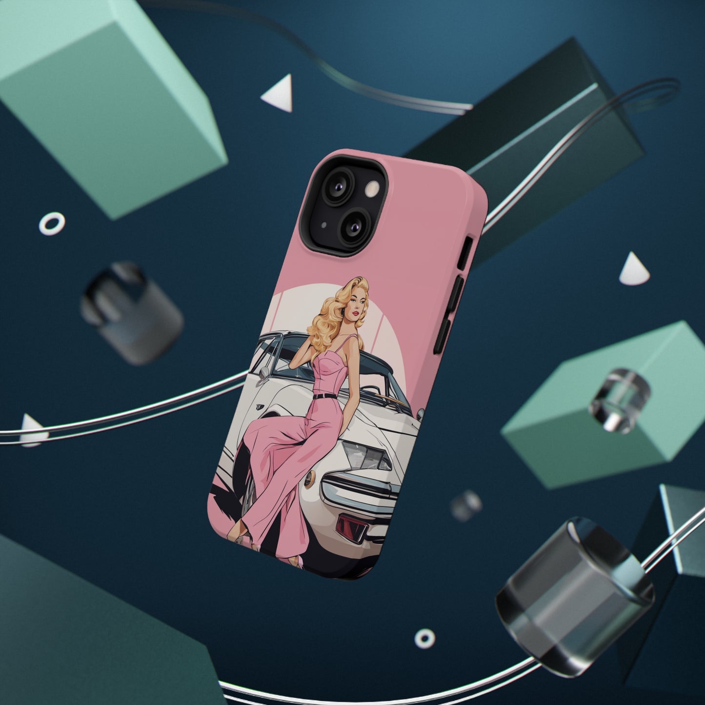 Impact-Resistant Phone Case with Pink Arch Pin-Up [TEDDY]