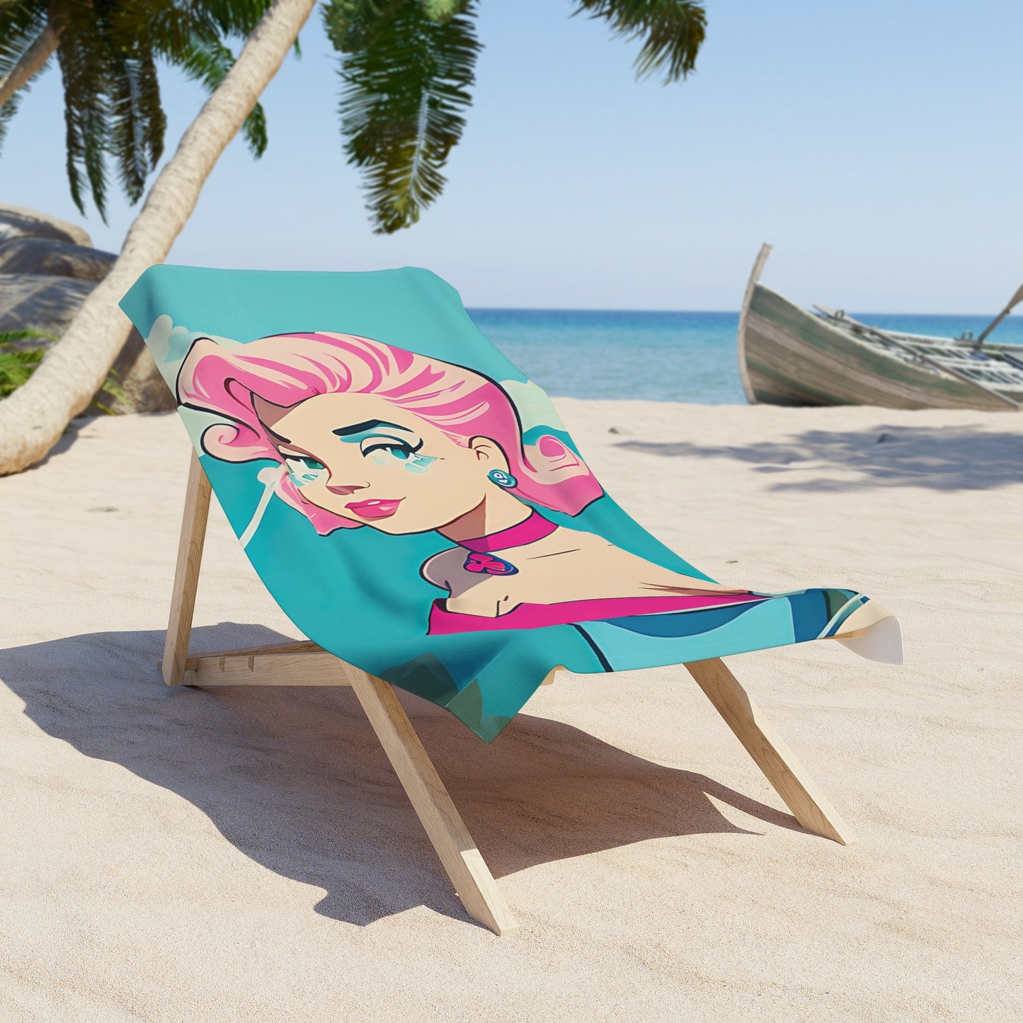 Beach Towel with Retro Print: Water Pin-Up [TEDDY]