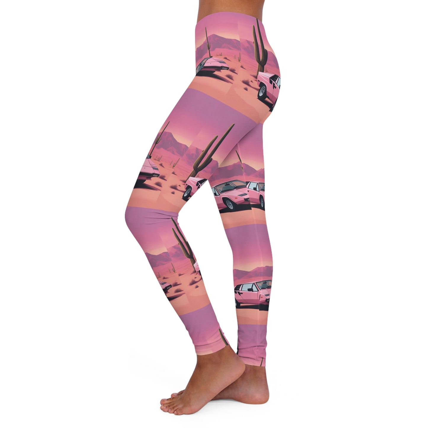 Spandex Leggings with Retro Print: Desert Sunset Repeat Print [TEDDY]