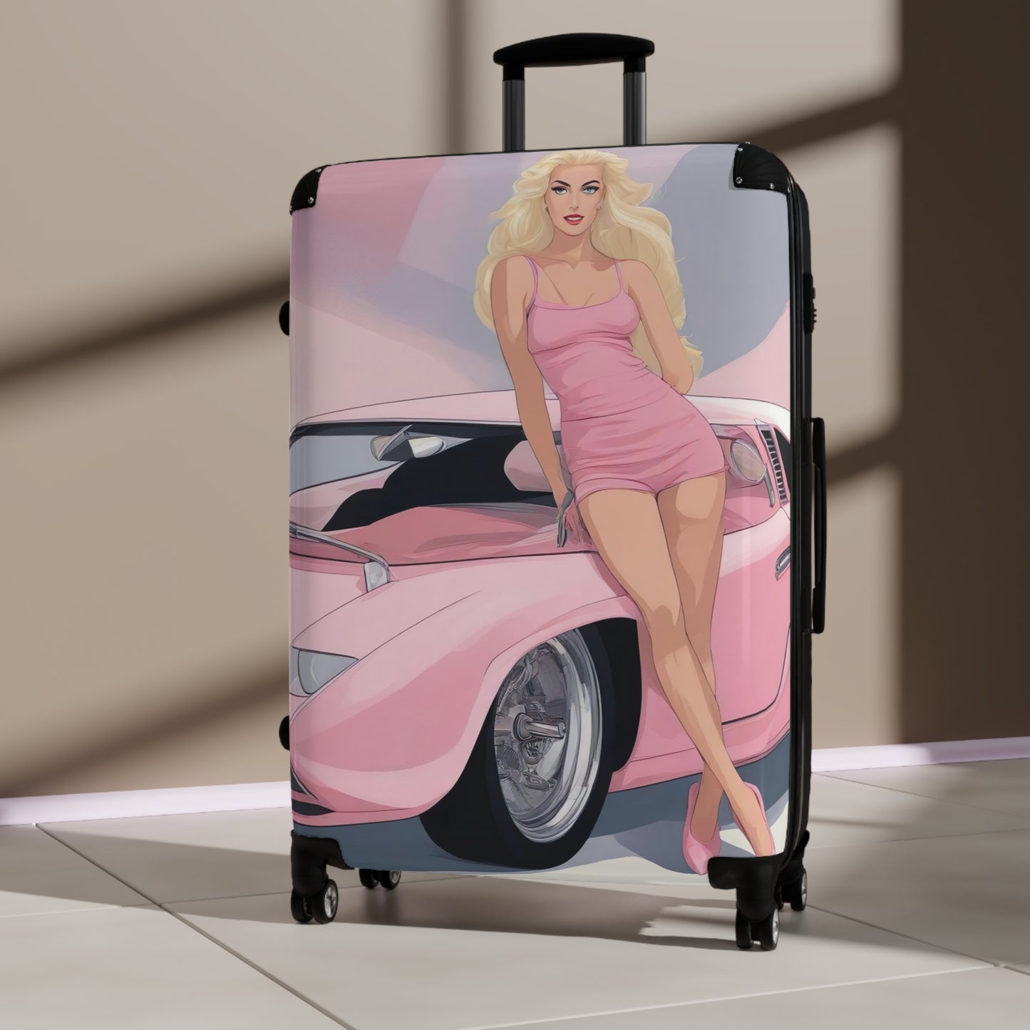 Suitcase with Retro Print: Barbie Illustration [TEDDY]