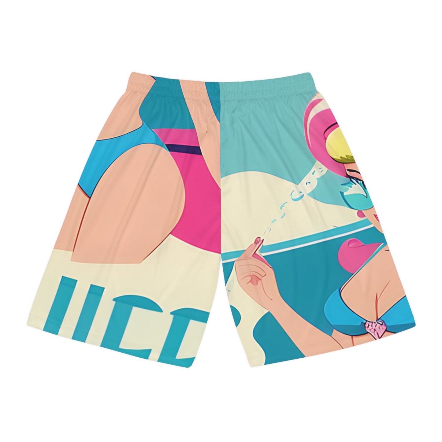 Basketball Shorts with Retro Print: Cartoon Pin-Up [TEDDY]