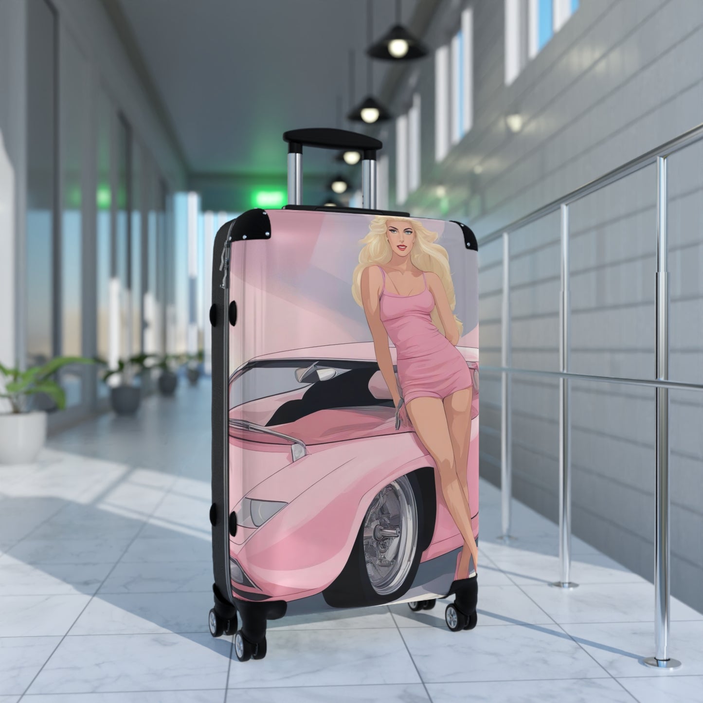 Suitcase with Retro Print: Barbie Illustration [TEDDY]