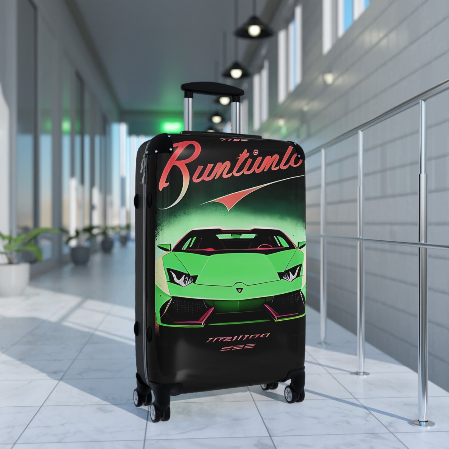 Suitcase with Retro Print: Green Lambo [TEDDY]