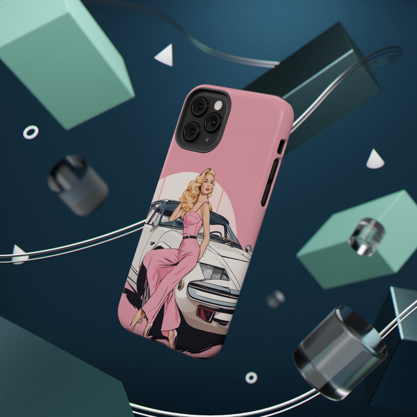 Impact-Resistant Phone Case with Pink Arch Pin-Up [TEDDY]