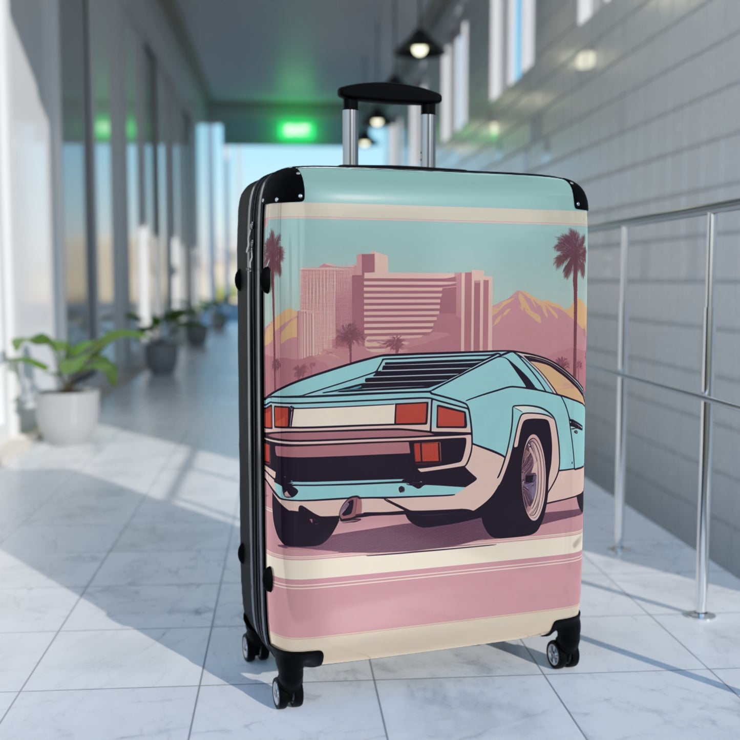 Suitcase with Retro Print: 
Blue Bumper [TEDDY]