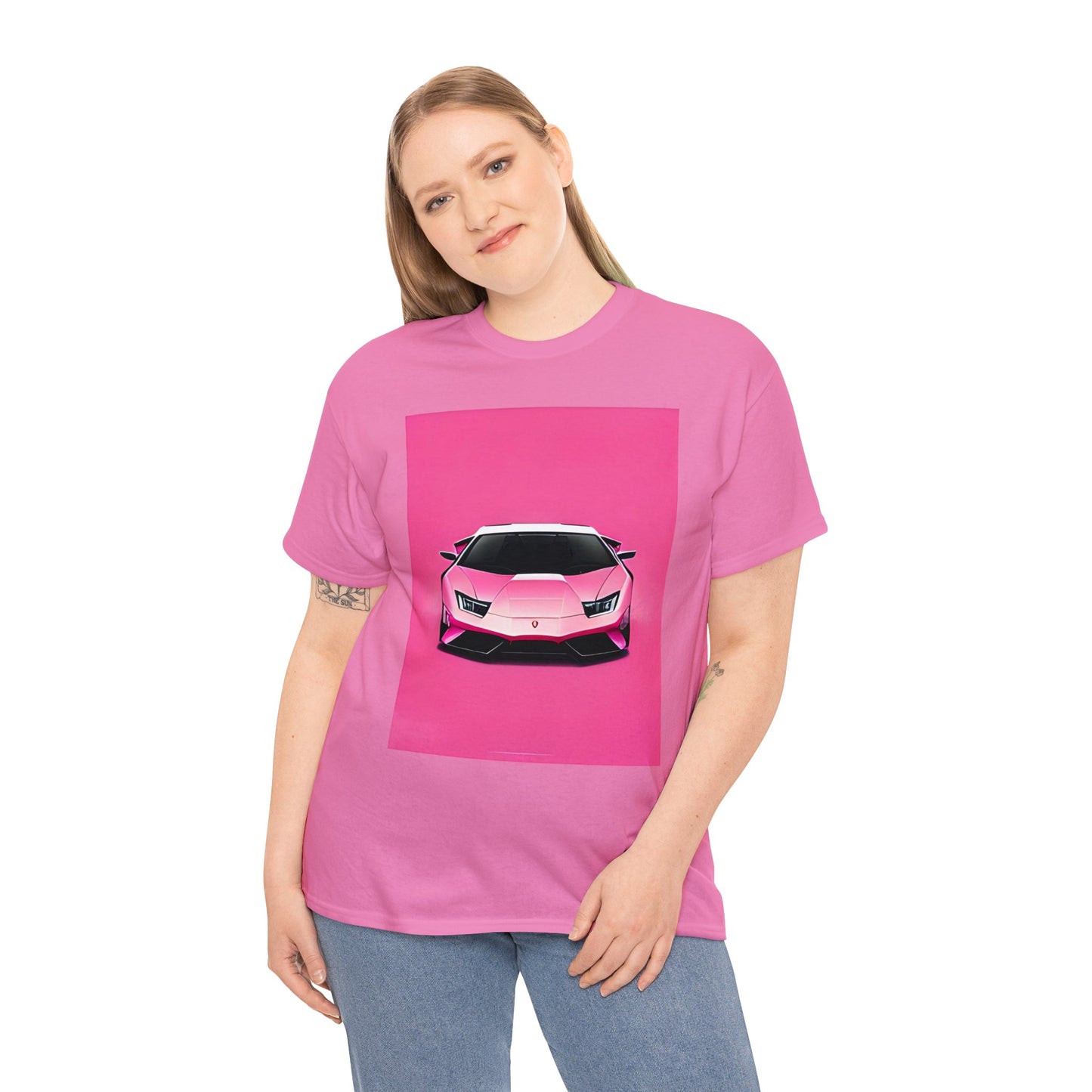 Unisex Heavy Cotton Tee: Pink Lambo [TEDDY]