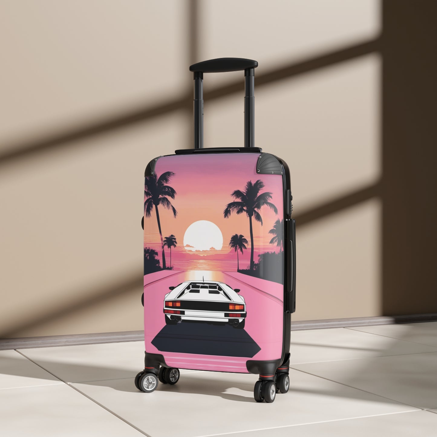 Suitcase with Retro Print: 
White Lambo Sunset [TEDDY]