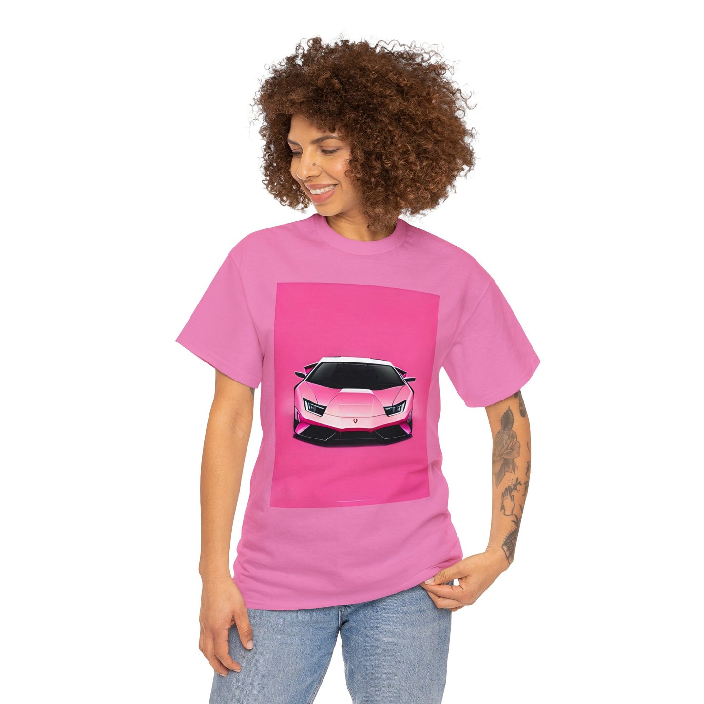 Unisex Heavy Cotton Tee: Pink Lambo [TEDDY]