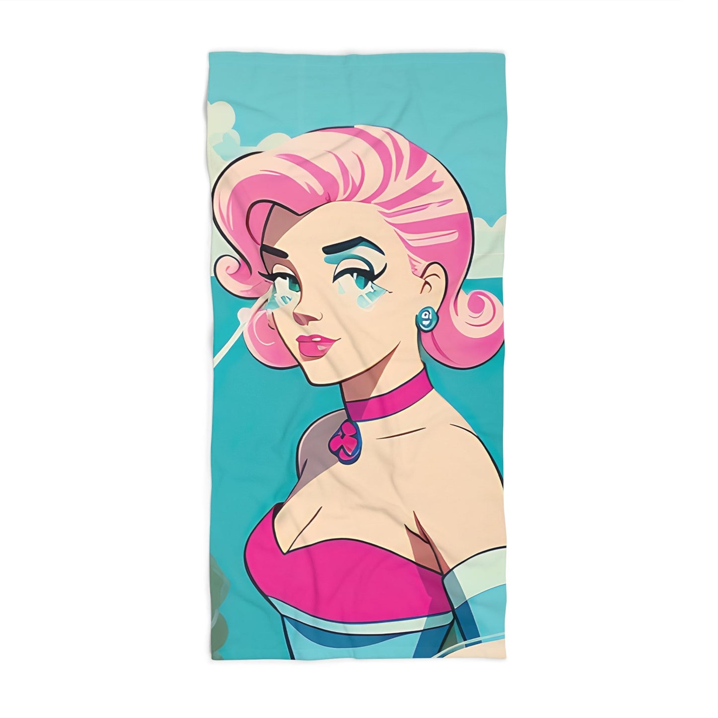 Beach Towel with Retro Print: Water Pin-Up [TEDDY]