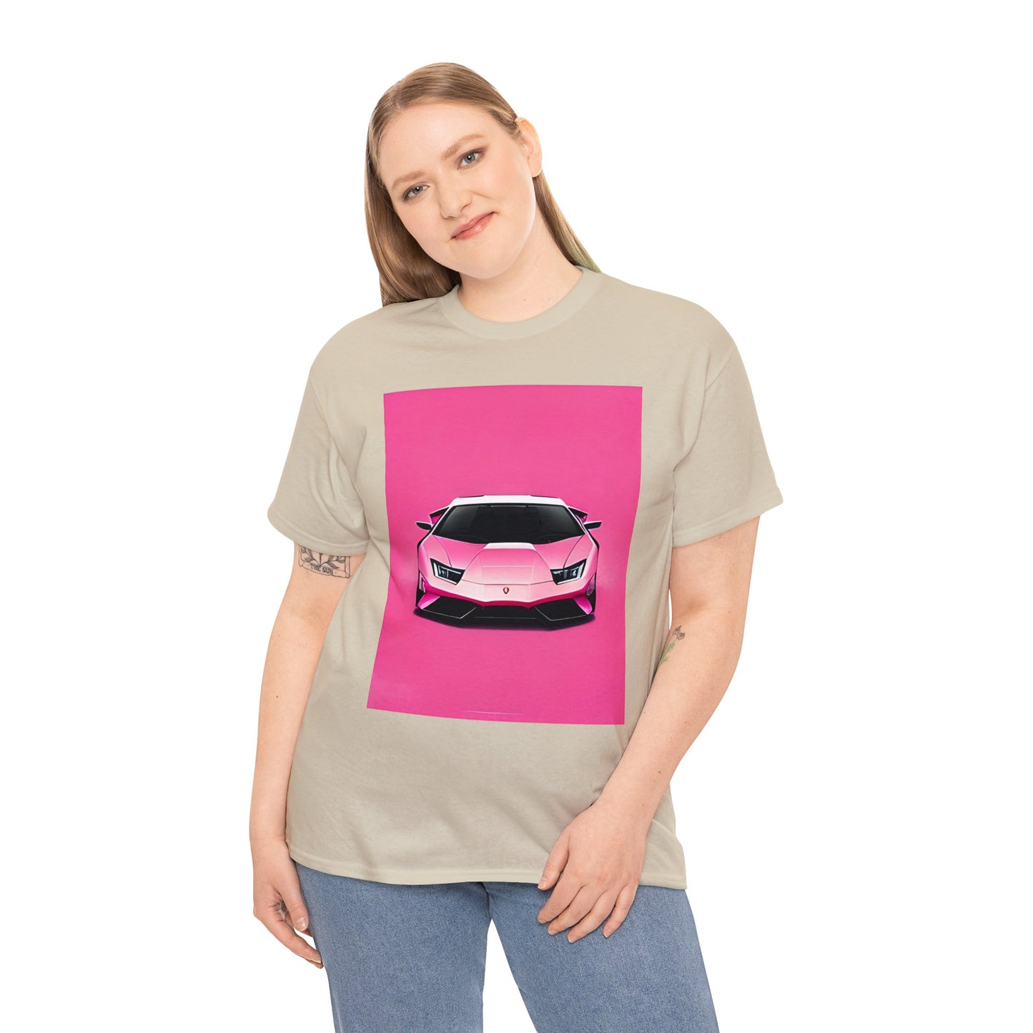 Unisex Heavy Cotton Tee: Pink Lambo [TEDDY]