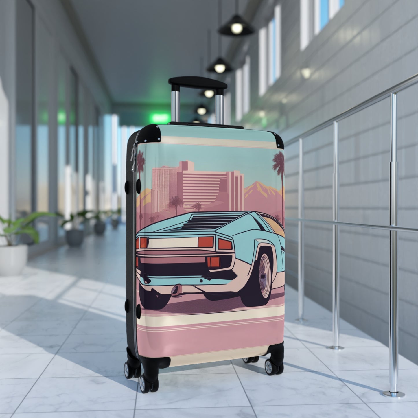 Suitcase with Retro Print: 
Blue Bumper [TEDDY]