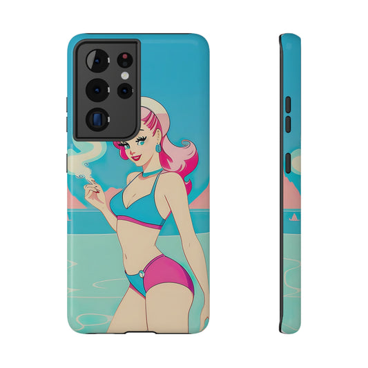 Impact-Resistant Phone Case with Smoking Pin-Up [TEDDY]