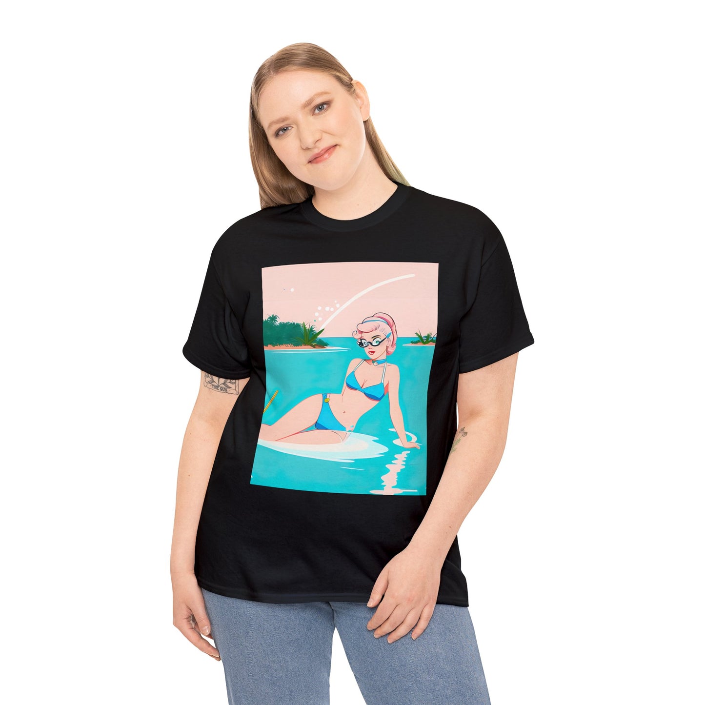 Unisex Heavy Cotton Tee: Shoreside Pin-Up [TEDDY]