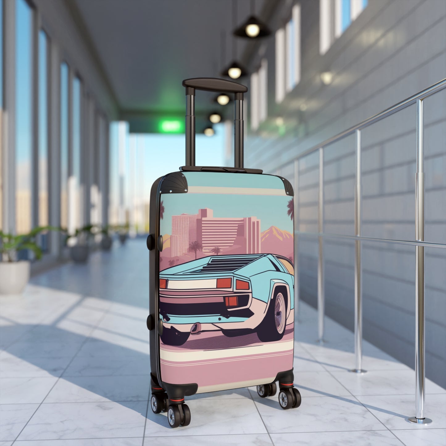 Suitcase with Retro Print: 
Blue Bumper [TEDDY]