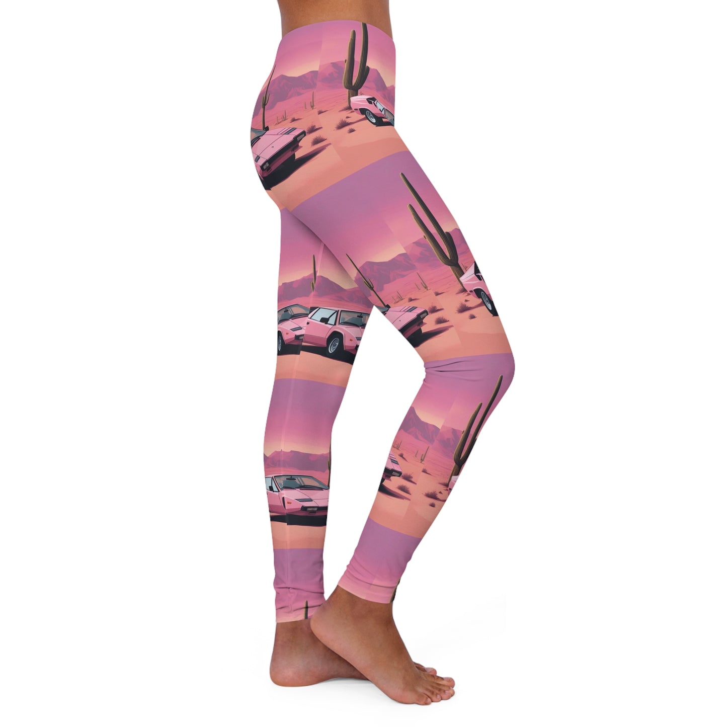 Spandex Leggings with Retro Print: Desert Sunset Repeat Print [TEDDY]