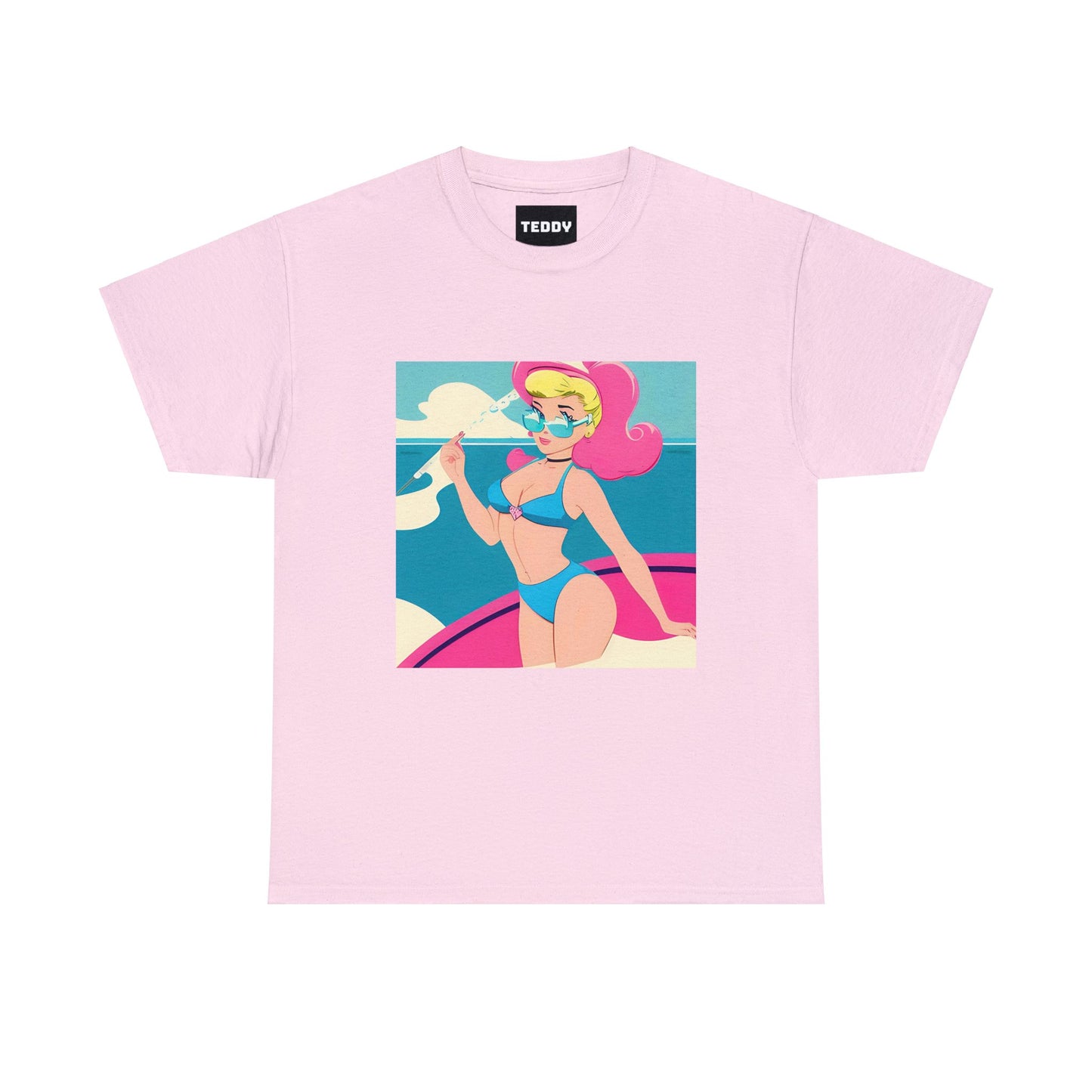 Unisex Heavy Cotton Tee: Cartoon Pin-Up [TEDDY]