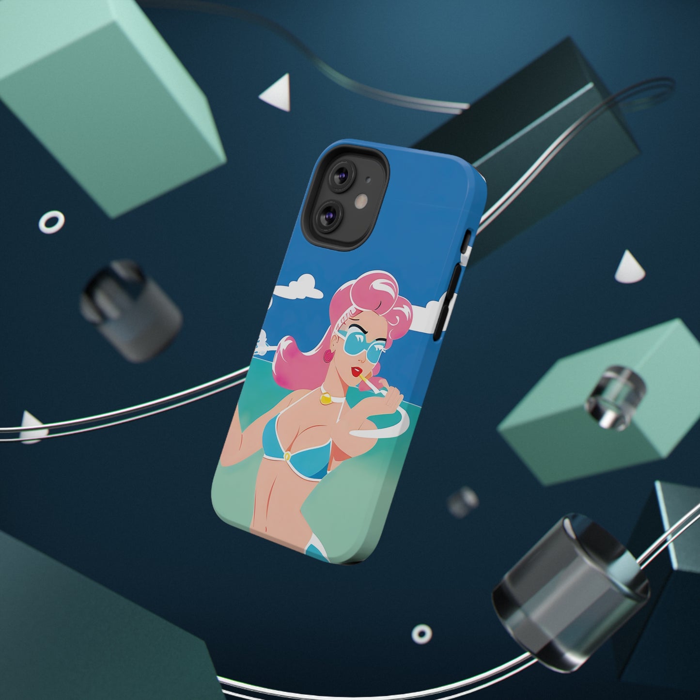 Impact-Resistant Phone Case with Art Deco Pin-Up [TEDDY]