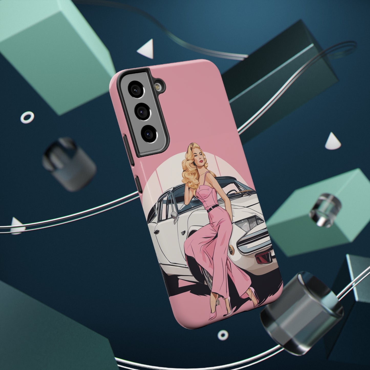 Impact-Resistant Phone Case with Pink Arch Pin-Up [TEDDY]