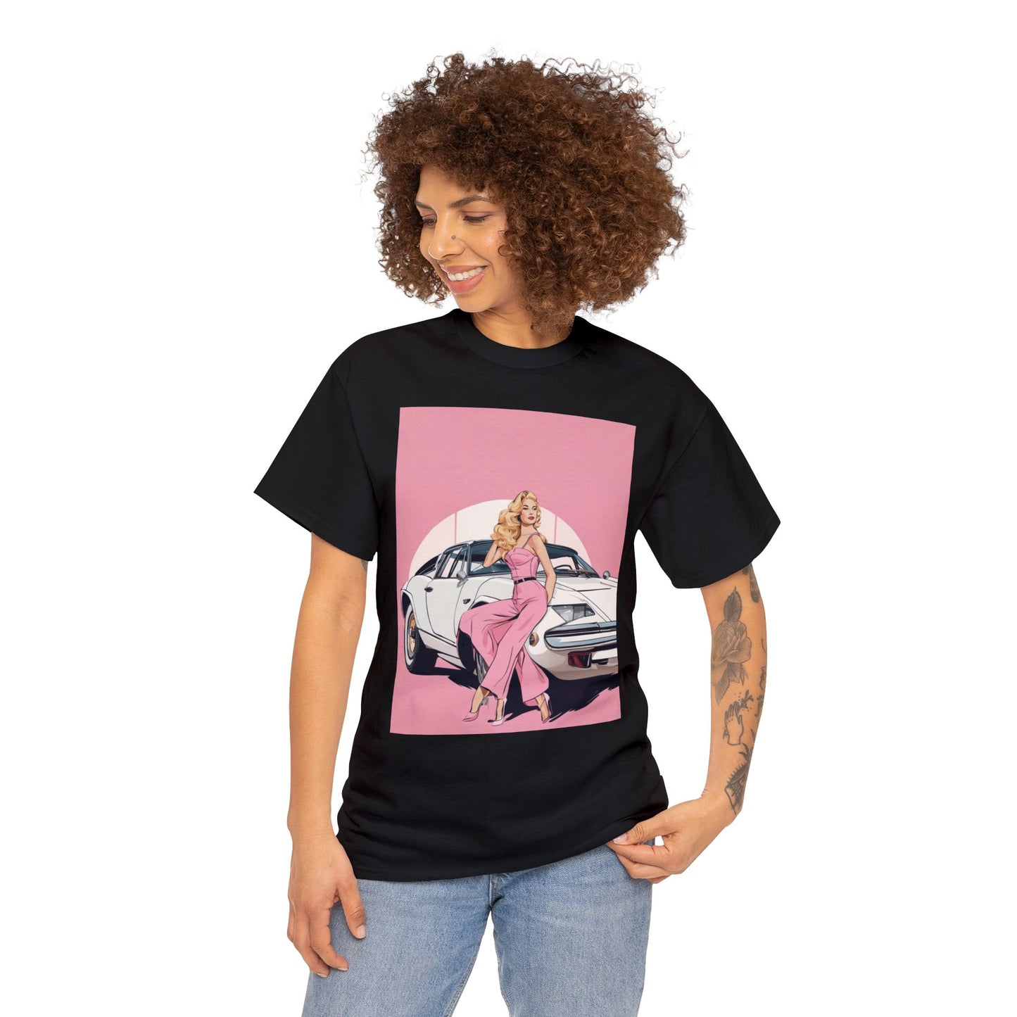 Unisex Heavy Cotton Tee: Pink Barbie Arch [TEDDY]