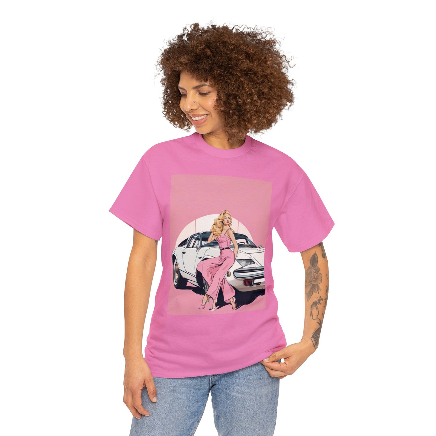 Unisex Heavy Cotton Tee: Pink Barbie Arch [TEDDY]