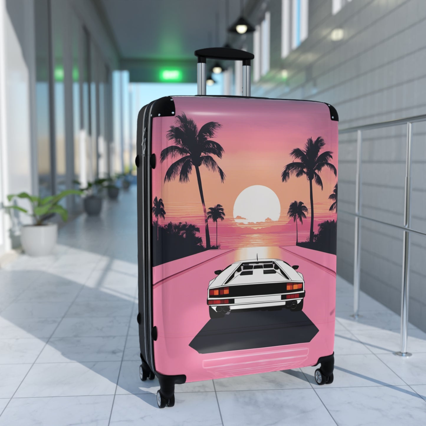 Suitcase with Retro Print: 
White Lambo Sunset [TEDDY]