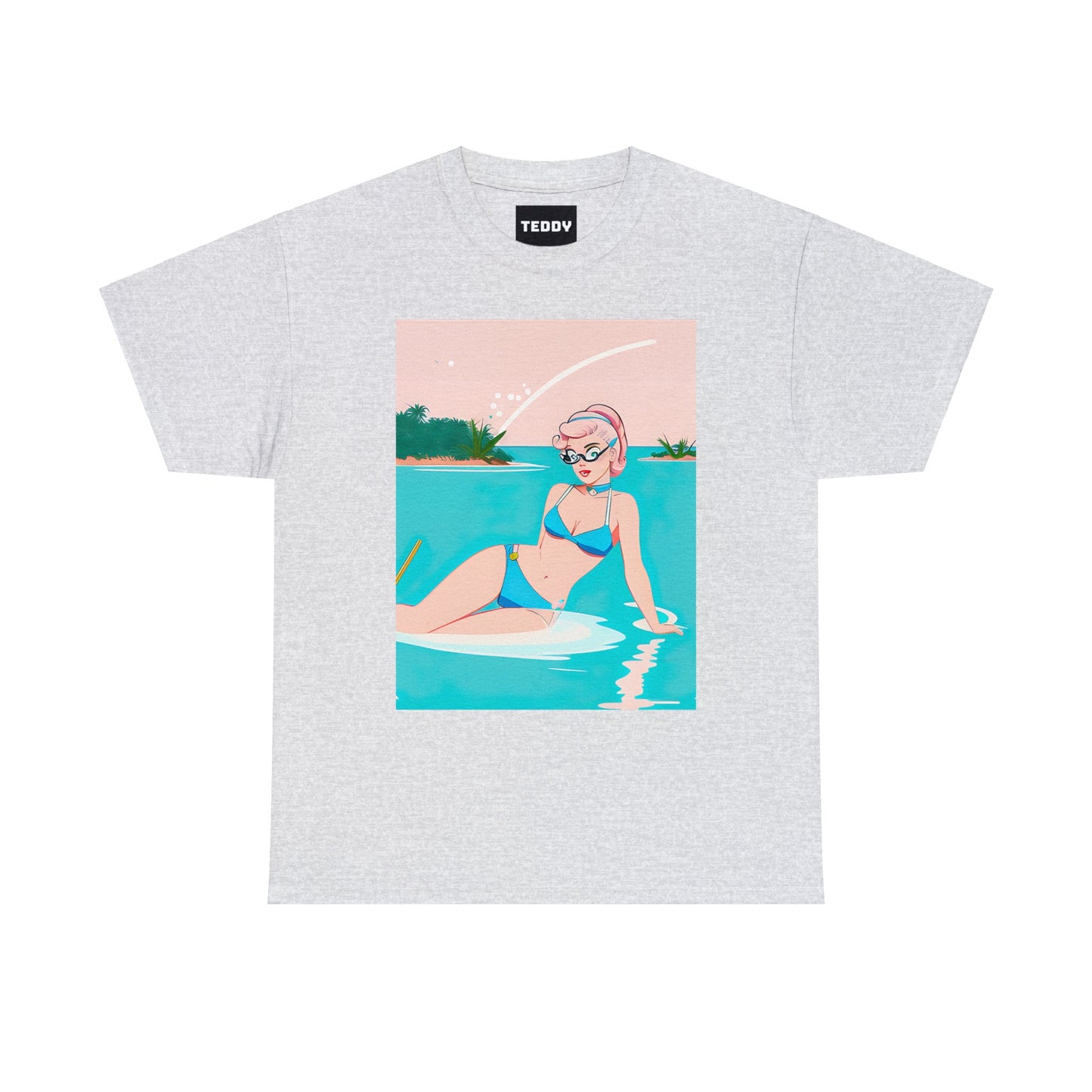 Unisex Heavy Cotton Tee: Shoreside Pin-Up [TEDDY]