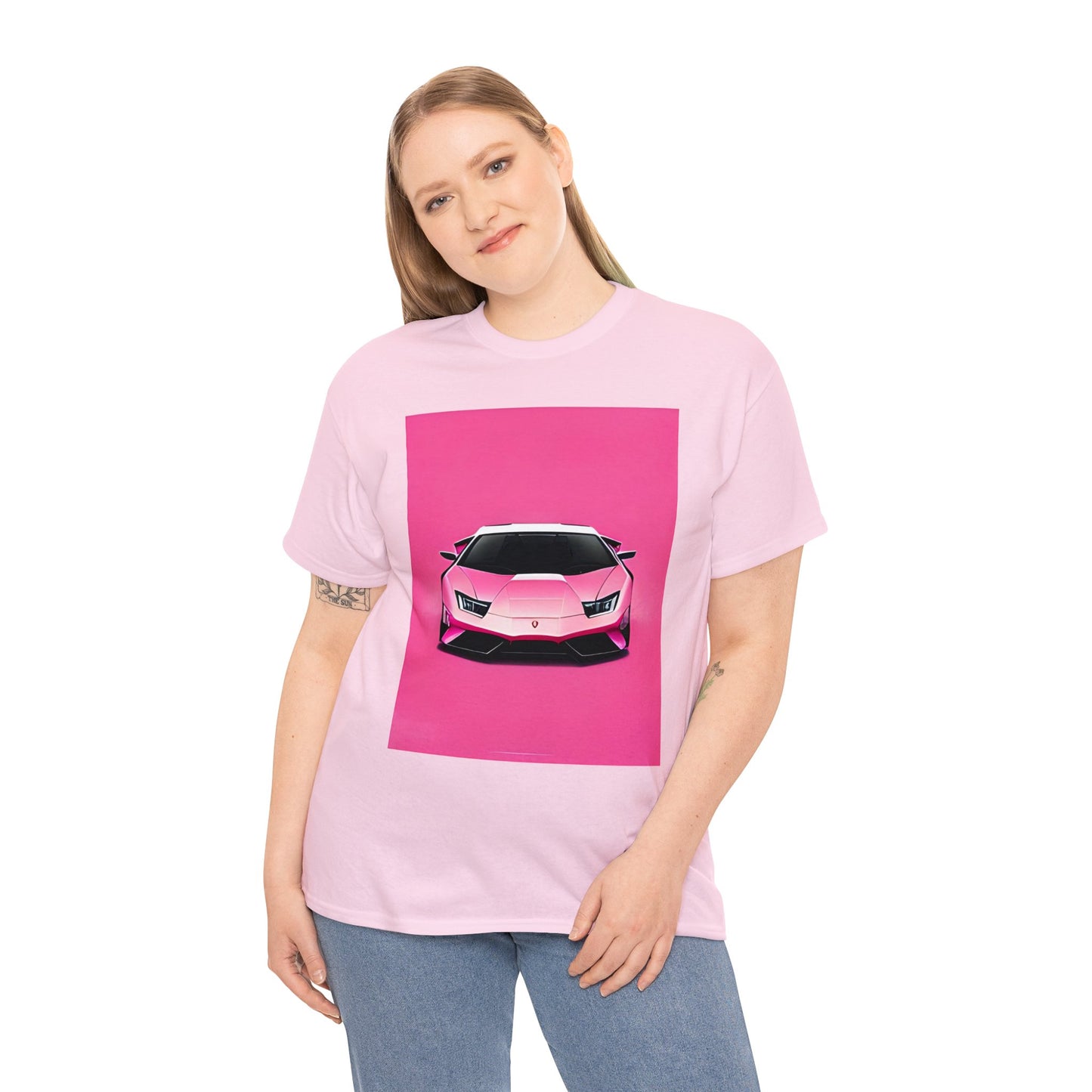 Unisex Heavy Cotton Tee: Pink Lambo [TEDDY]