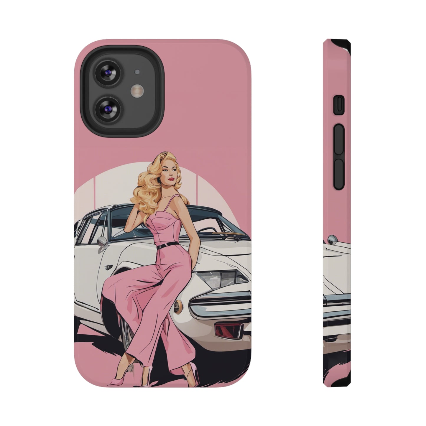 Impact-Resistant Phone Case with Pink Arch Pin-Up [TEDDY]