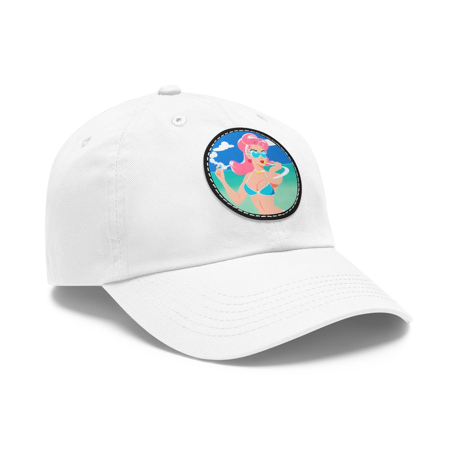 Dad Hat with Leather Patch with Art Deco Pin-Up [TEDDY]