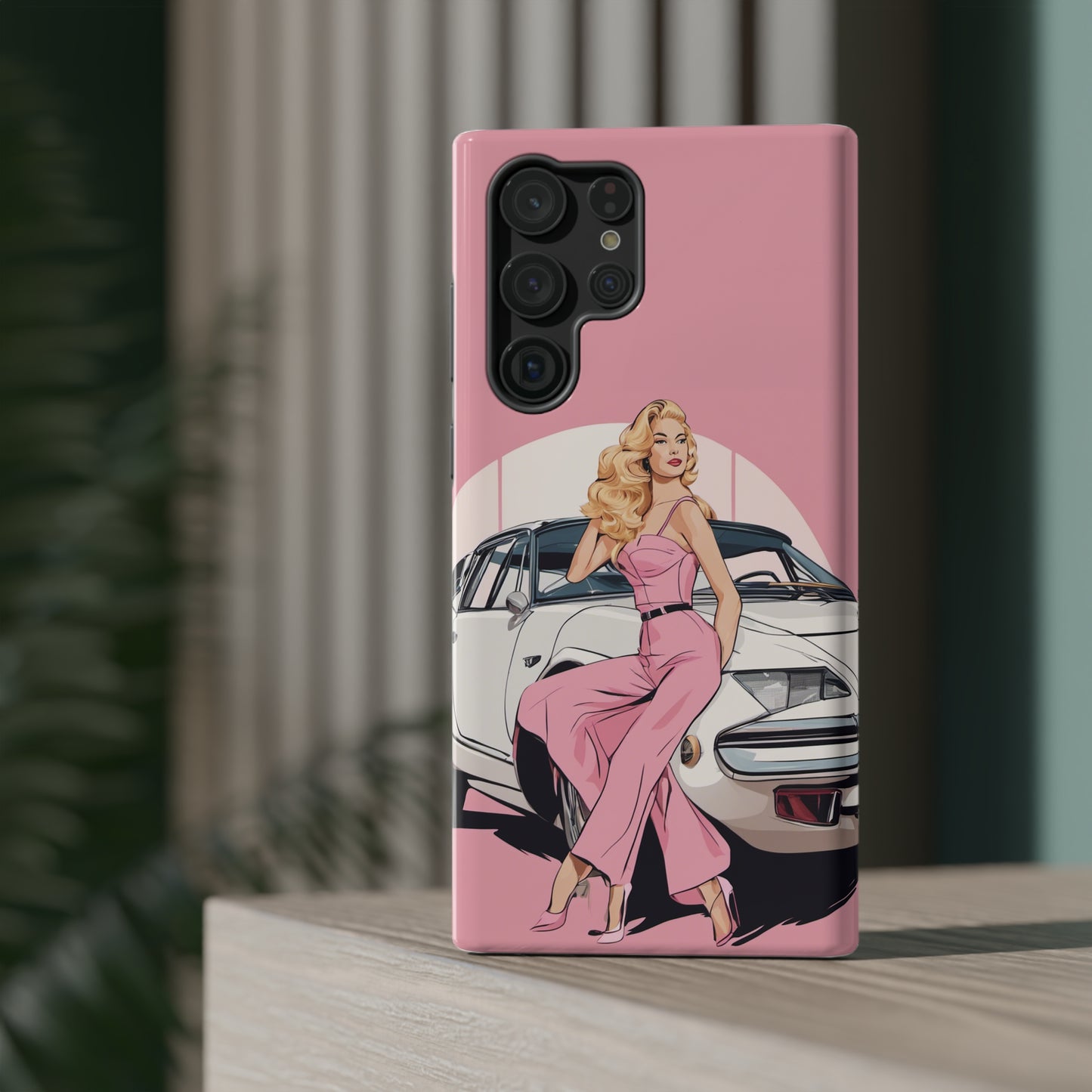 Impact-Resistant Phone Case with Pink Arch Pin-Up [TEDDY]